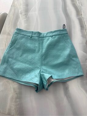 Lambskin teal Gucci shorts